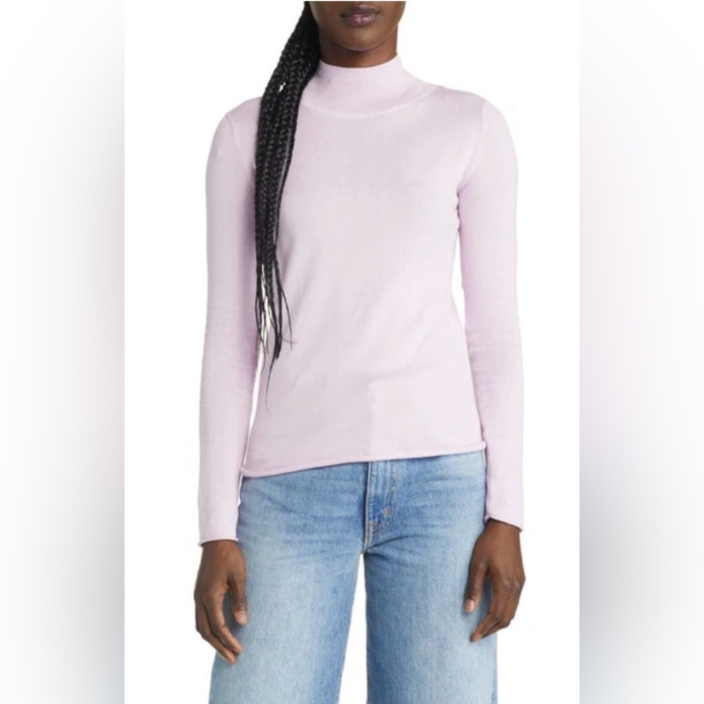 Rails Iris Lilac Mock Neck Cotton Sweater Size XS